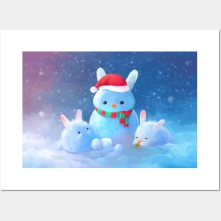 Cute Snow Bunnies Posters and Art